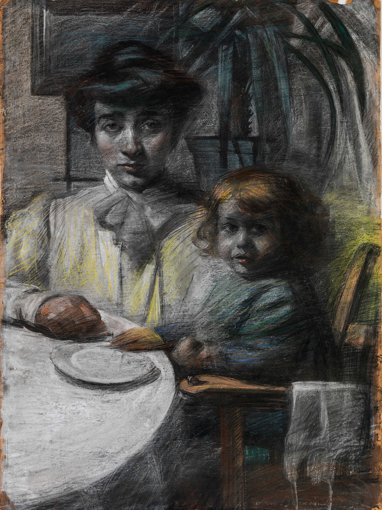 Detail of Portrait of the artists wife with daughter by Anonymous