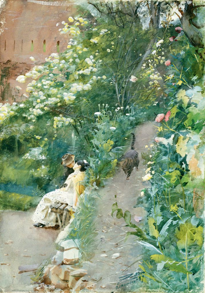 Detail of In garden of Alhambra by Anonymous