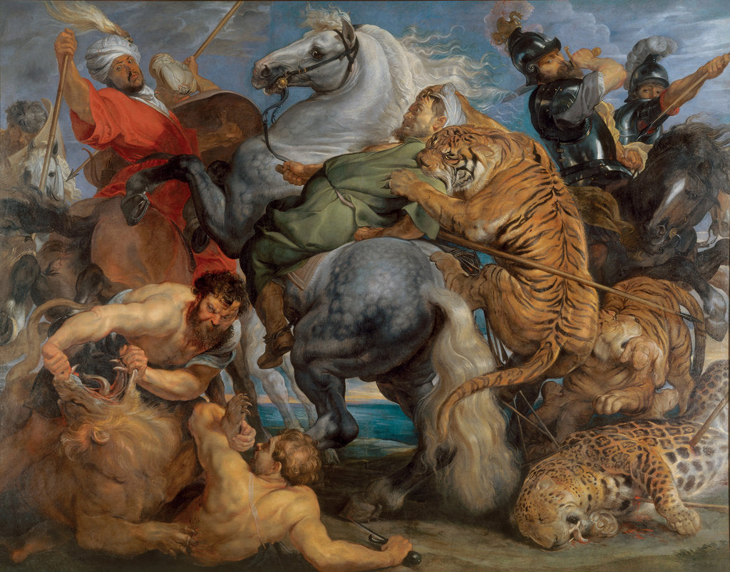 Detail of Tiger, Lion and Leopard Hunt by Anonymous