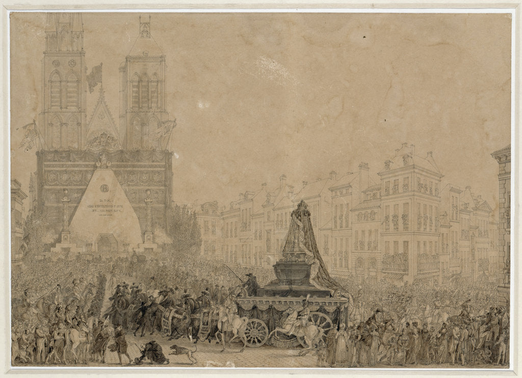 Detail of Arrival of the funeral procession with the remains of Louis XVI and Marie-Antoinette in Saint-Denis by Anonymous