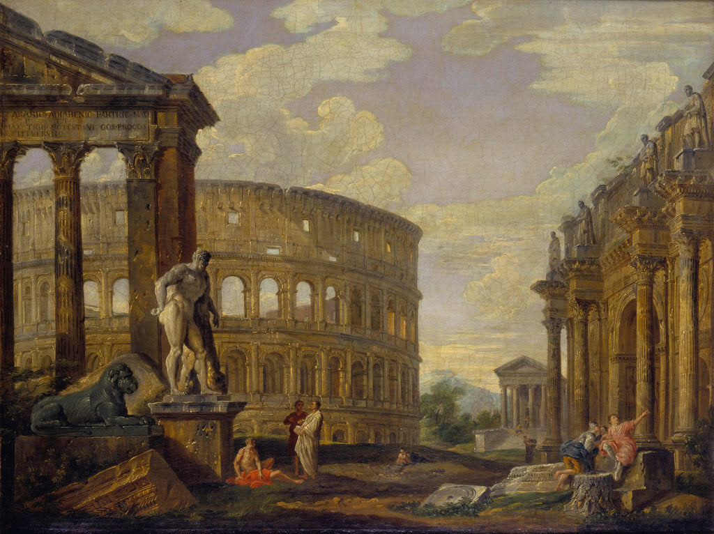 Detail of Landscape with Hercules and ruins of ancient Rome by Anonymous