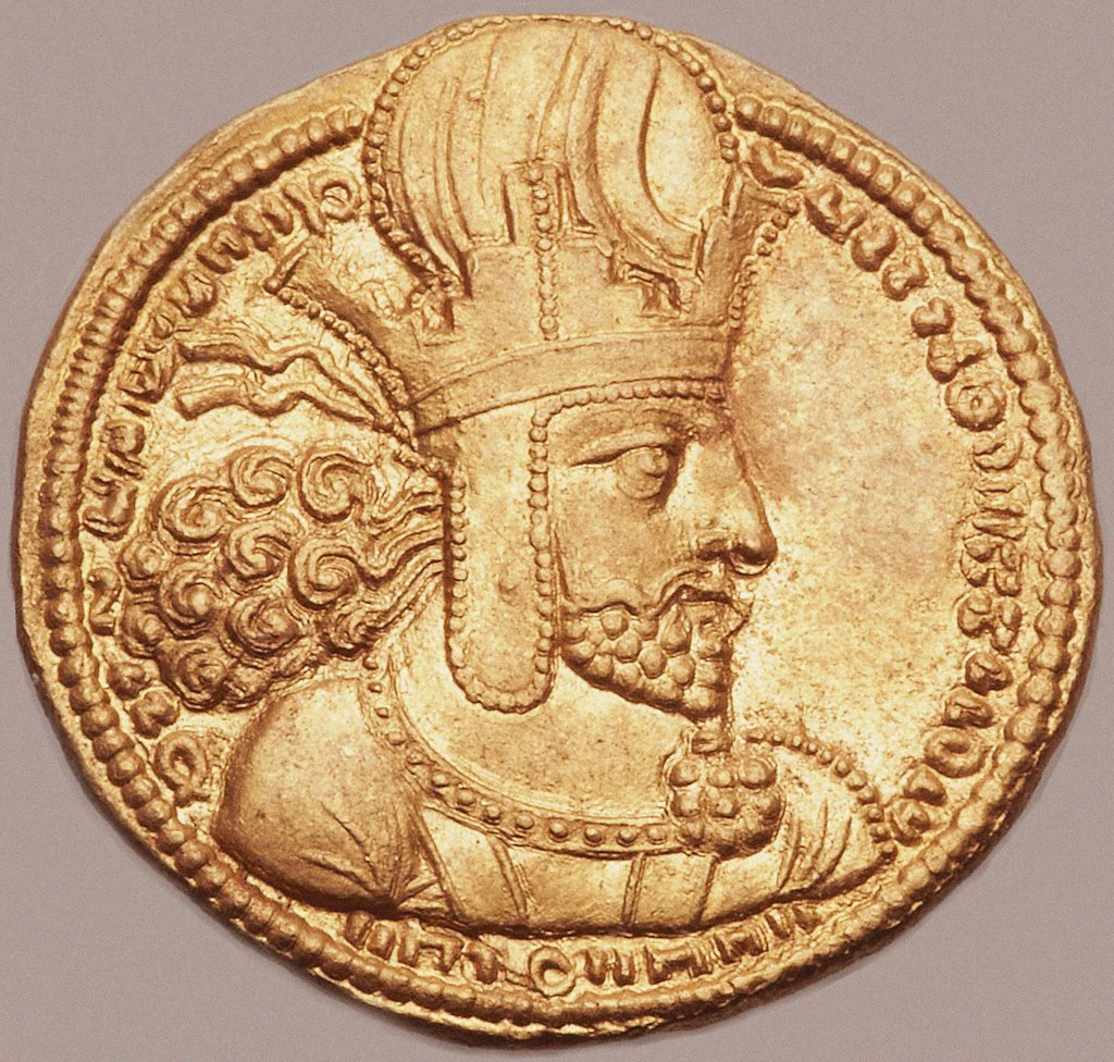 Detail of Gold Dinar with Bust of Shapur I the Great by Anonymous