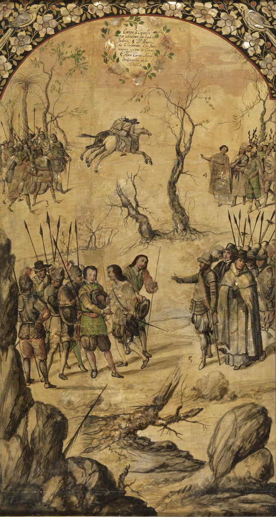 Detail of The Conquest of Mexico by Hernan Cortés by Anonymous