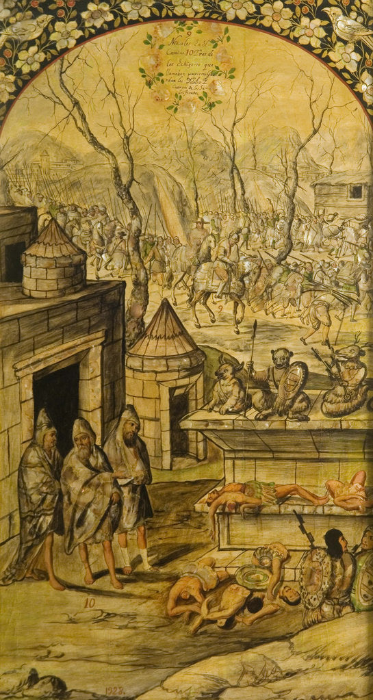 Detail of The Conquest of Mexico by Hernan Cortés by Anonymous