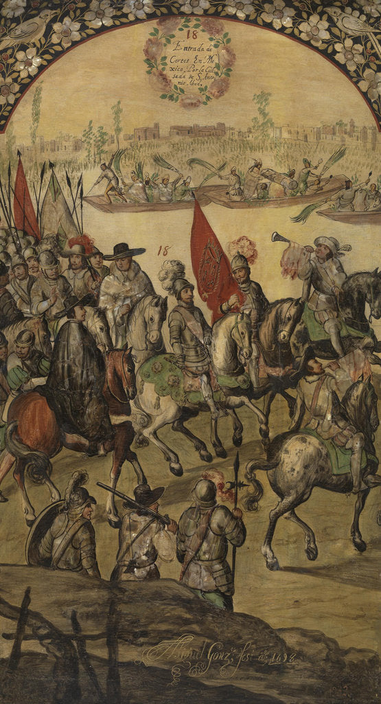 Detail of The Conquest of Mexico by Hernan Cortés by Anonymous