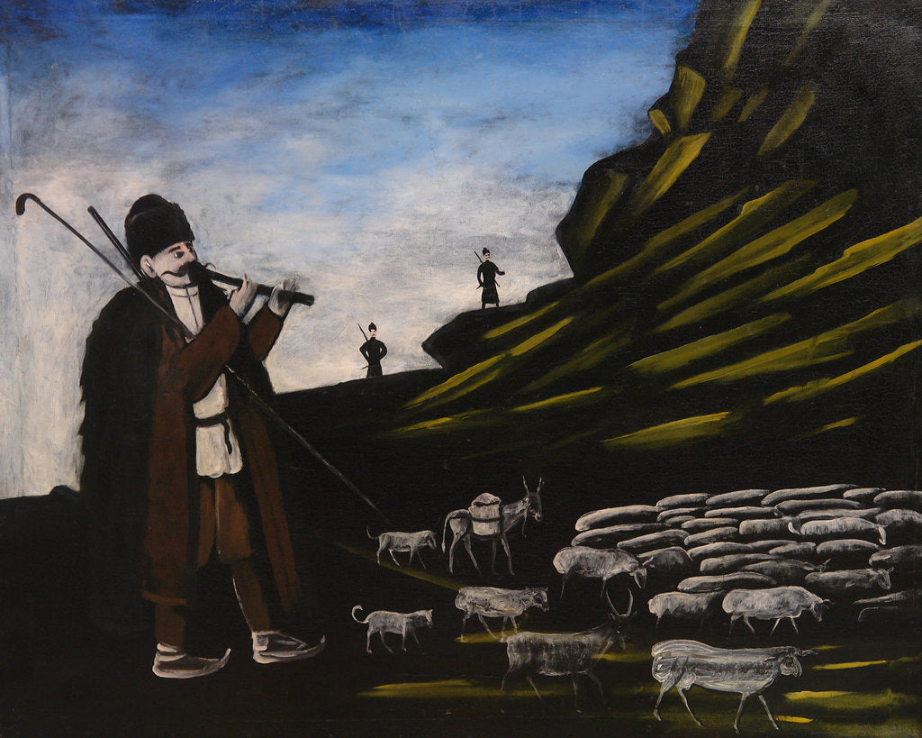 Detail of Herder with flock by Anonymous