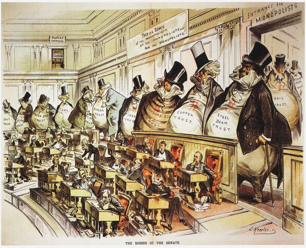 Detail of The Bosses of the Senate. Illustration from Puck by Anonymous