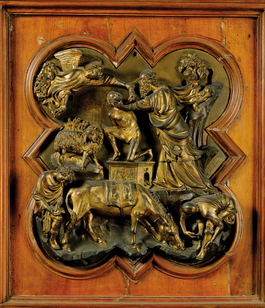 Detail of The Sacrifice of Isaac. Panel for doors of the Florence Baptistery by Anonymous