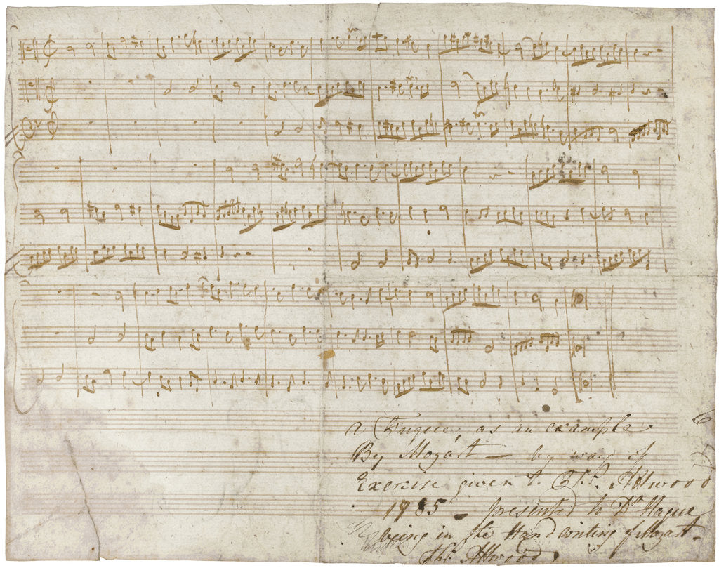 Detail of The autograph manuscript of a three-part Fugue in C, K. deest by Anonymous