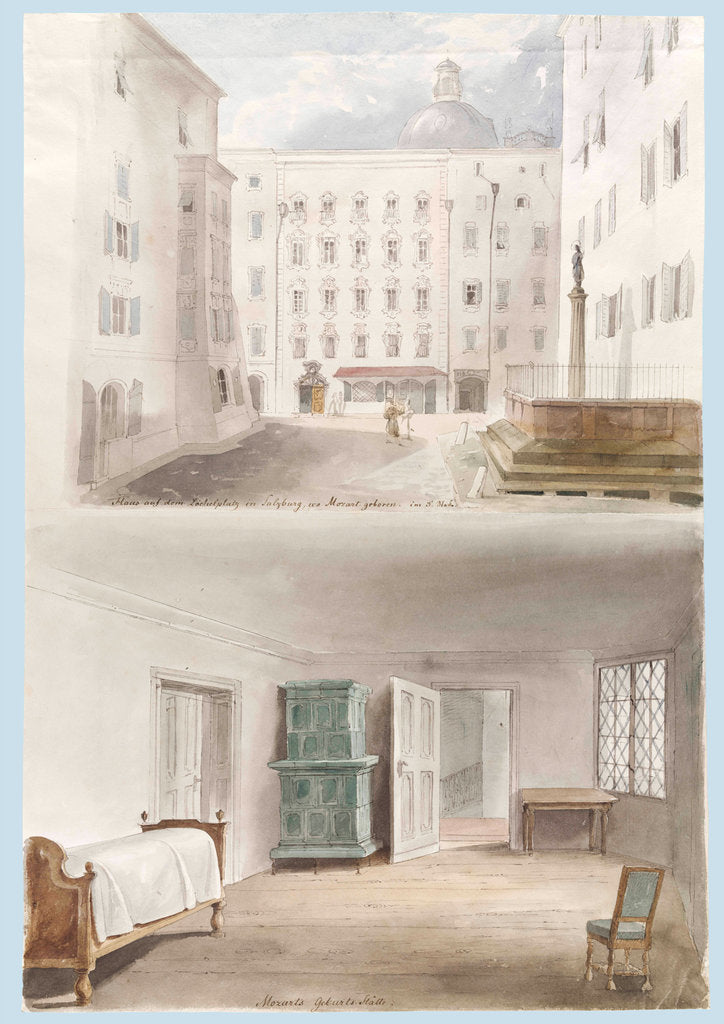Detail of Two views of Mozarts Birthplace by Anonymous