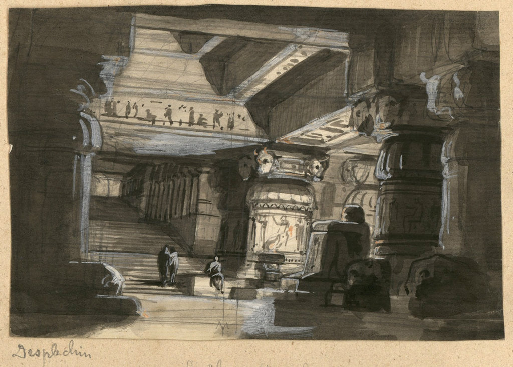 Stage design for the opera Die Zauberflöte by Wolfgang Amadeus Mozart, Théâtre Lyrique in Paris by Anonymous