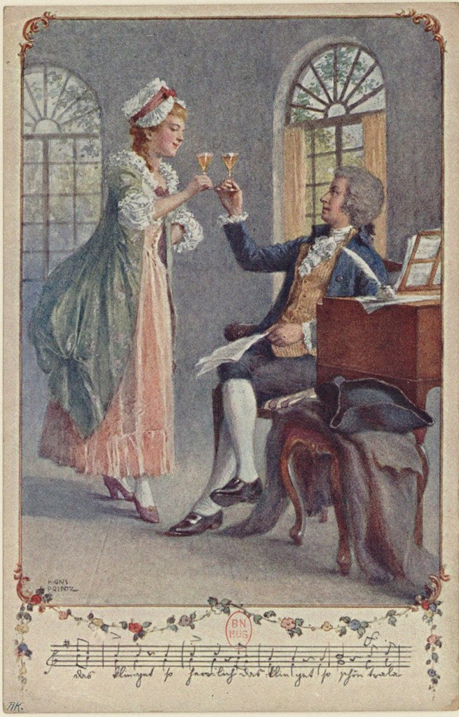 Detail of Wolfgang Amadeus and Constanze Mozart by Anonymous