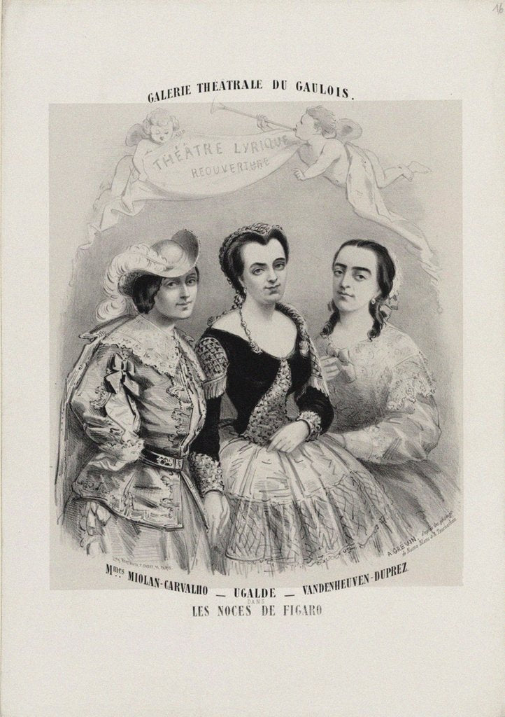 Detail of Caroline Miolan-Carvalho, Delphine Ugalde and Caroline Duprez in Le Nozze di Figaro by Wolfgang Am by Anonymous