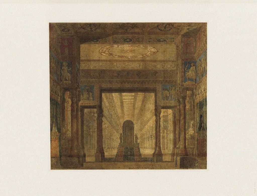 Detail of Set design for opera Les Mystères dIsis by Wolfgang Amadeus Mozart by Anonymous