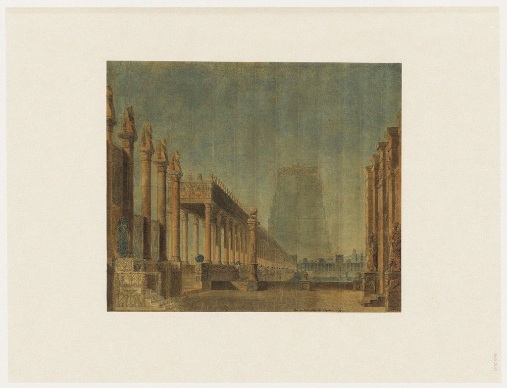 Detail of Set design for opera Les Mystères dIsis by Wolfgang Amadeus Mozart by Anonymous