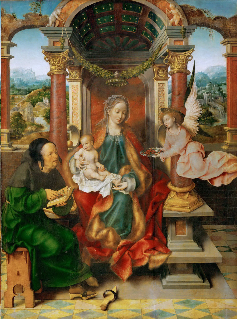 Detail of The Madonna and Child with Saint Joseph (Winged Altar, central panel) by Anonymous