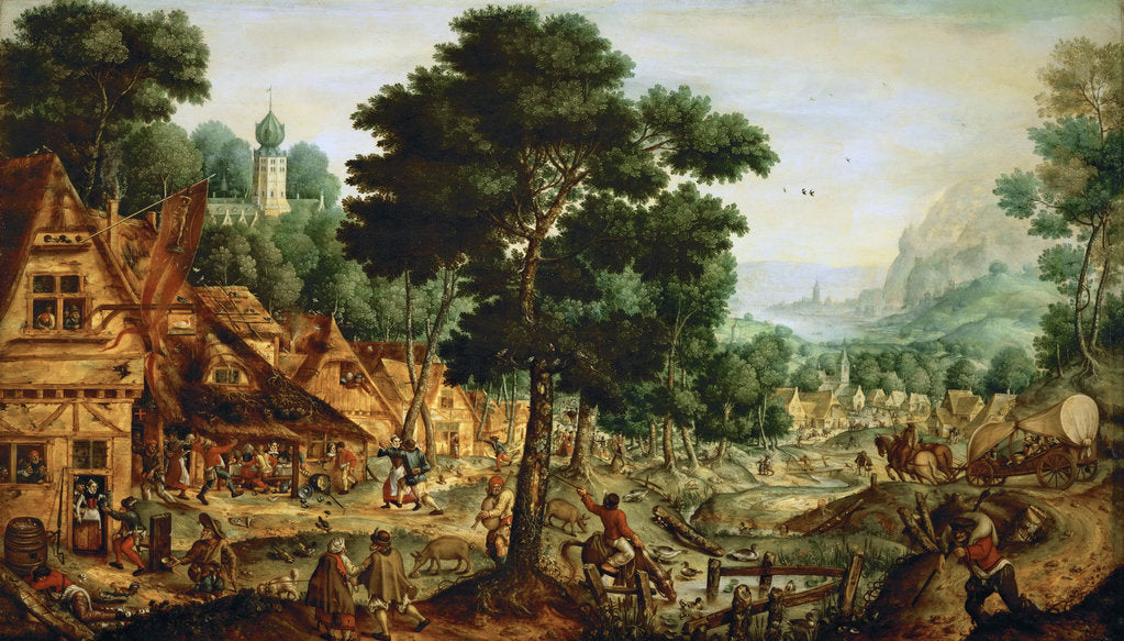 Detail of Flemish village life by Anonymous