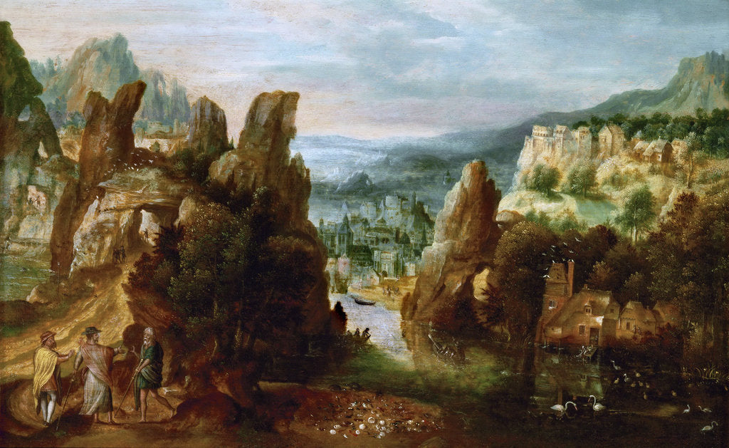 Detail of Landscape with Road to Emmaus by Anonymous
