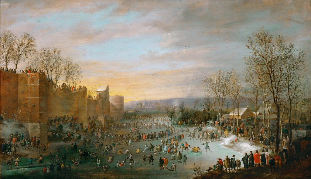 Detail of Ice Skating on the Stadtgraben in Brussels by Anonymous