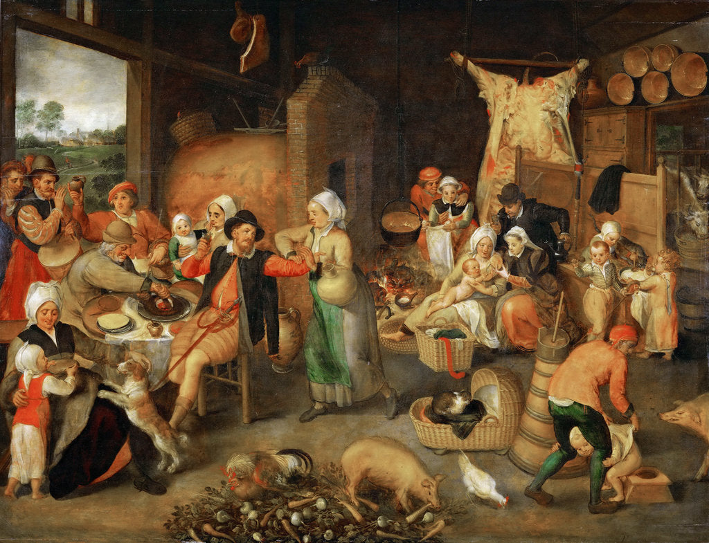 Detail of Peasant parlour with noble visitors by Anonymous