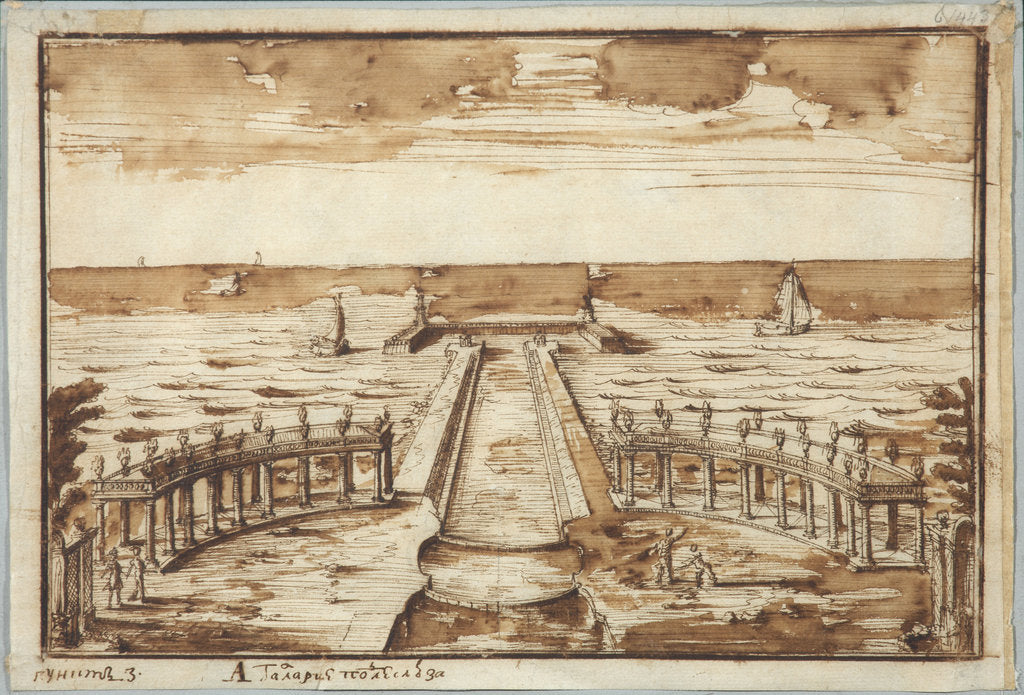 Detail of Colonnade Curves Gallery at Gateway in Peterhof. Project by Anonymous