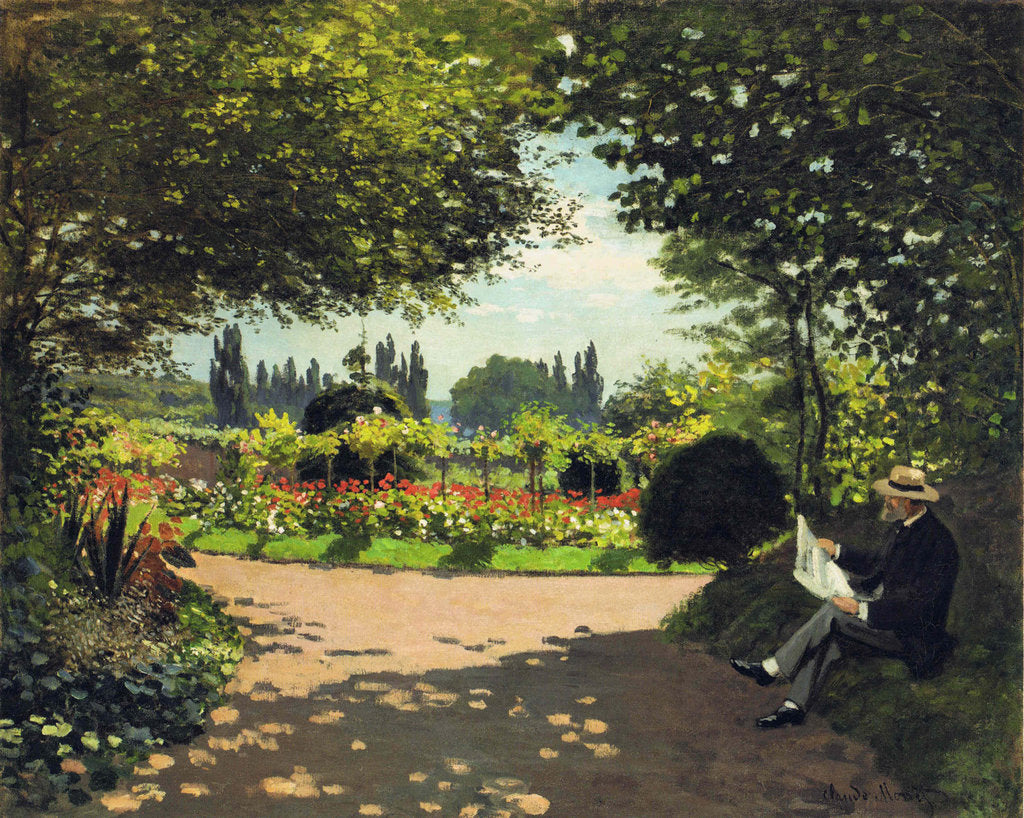 Detail of Adolphe Monet in the Garden of Le Coteau at Sainte-Adresse, 1867 by Anonymous