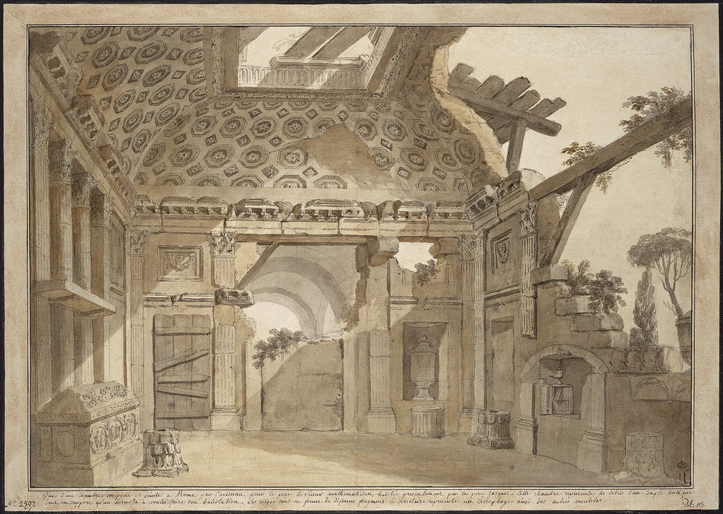 Detail of Design for the paintings in the cell of Father Lesueur in the Monastery of Santissima Trinità dei Mo by Anonymous