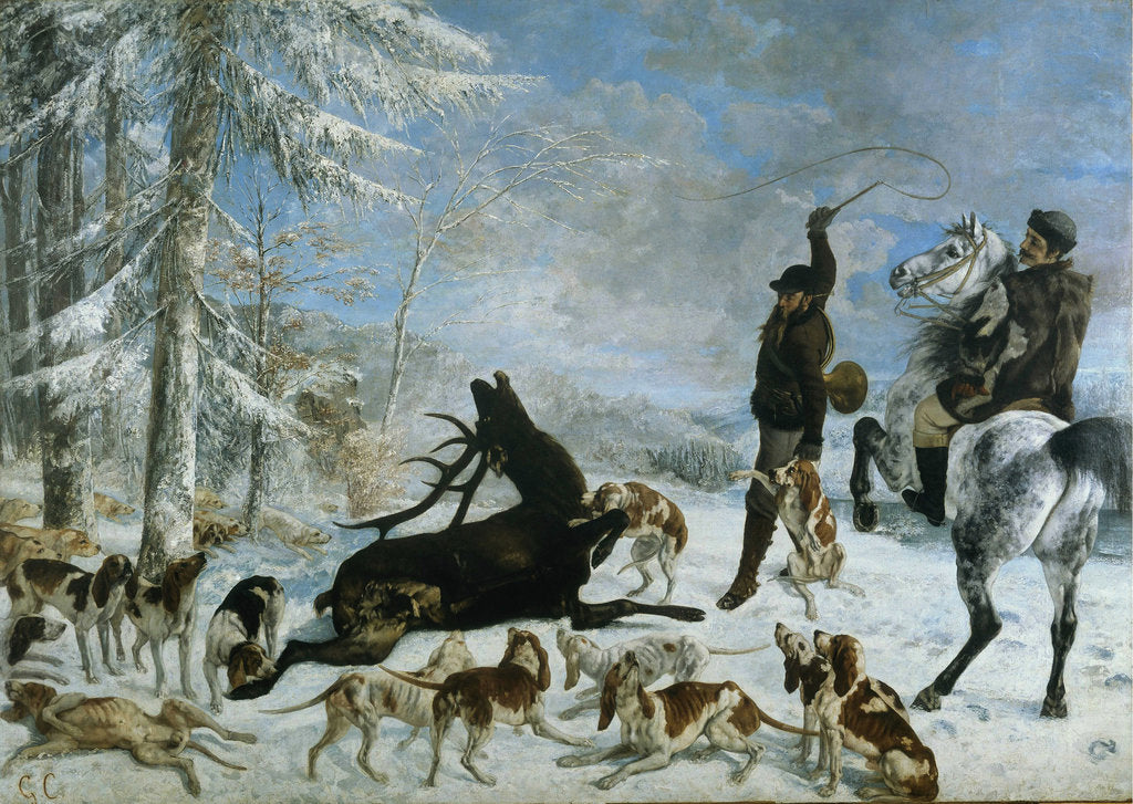 Detail of The kill of deer (LHallali au cerf), ca 1867 by Anonymous