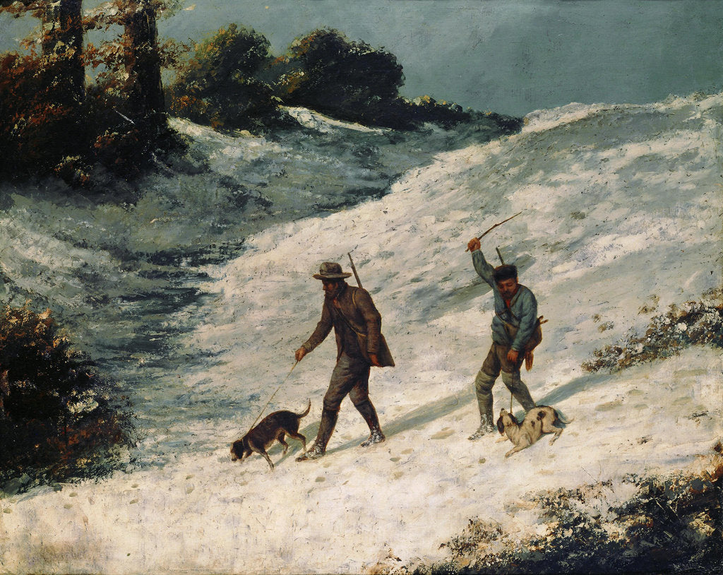 Detail of Hunters in the Snow (Chasseurs dans la neige), ca 1864 by Anonymous