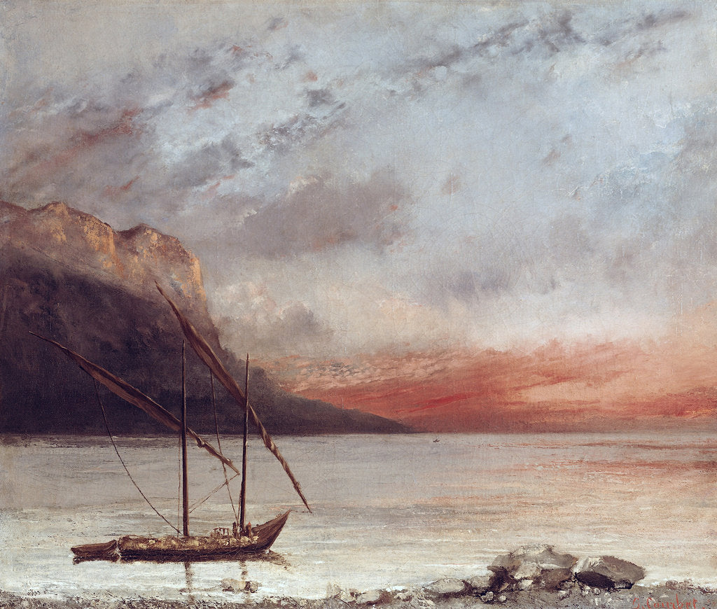 Detail of Sunset over Lake Leman, 1874 by Anonymous