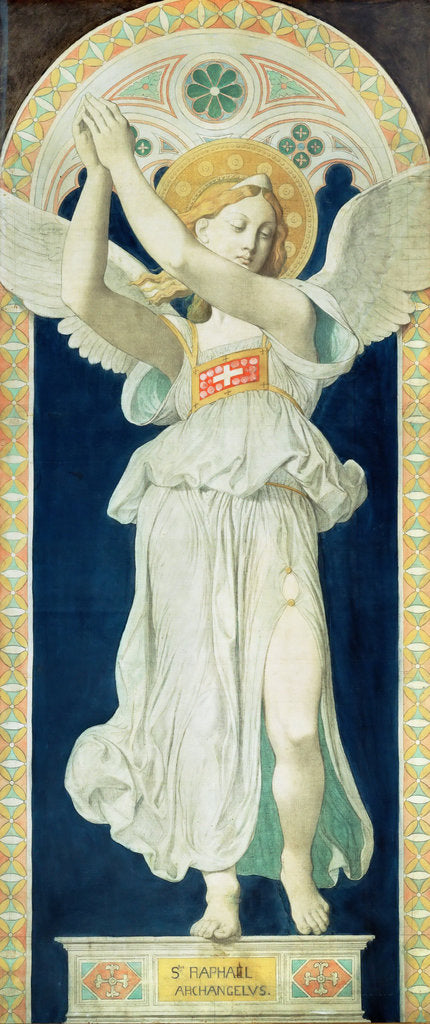 Detail of The Archangel Raphael. Cardboard for the windows of the Chapel of St. Ferdinand, 1842 by Anonymous