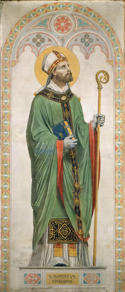 Detail of Saint Rupert of Salzburg. Cardboard for the windows of the Chapel of St. Ferdinand, 1842 by Anonymous