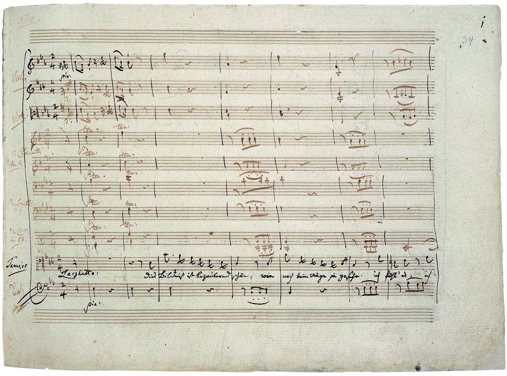 Detail of The autograph manuscript: The Magic Flute. Act I aria This portrait is enchantingly beautiful..., by Anonymous