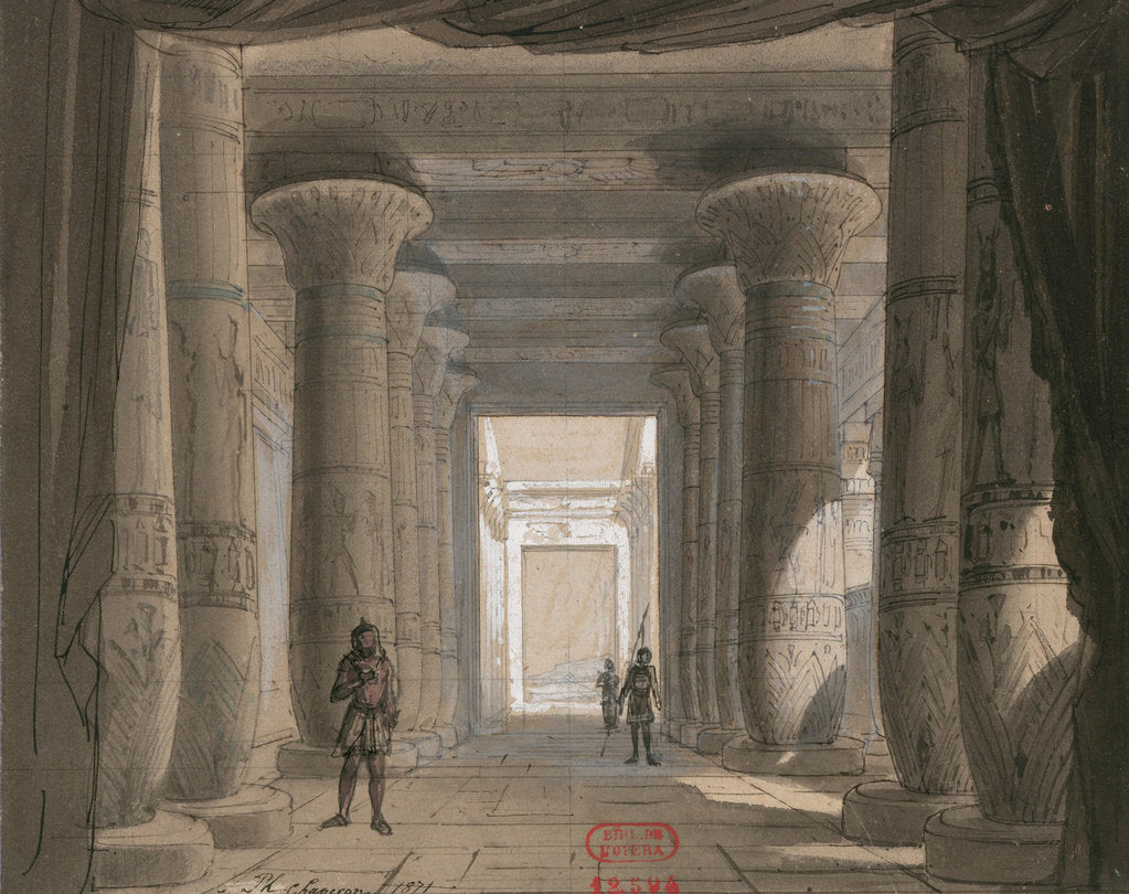 Detail of Set design for opera Aida by Giuseppe Verdi. Théâtre de lOpéra, Cairo, 1871 by Anonymous