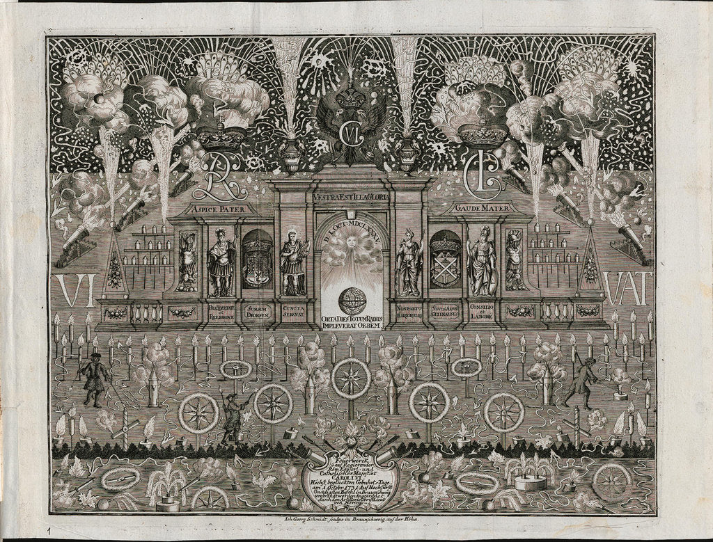 Detail of Fireworks for Charles VI on October 1, 1731 in Braunschweig, 1731 by Anonymous