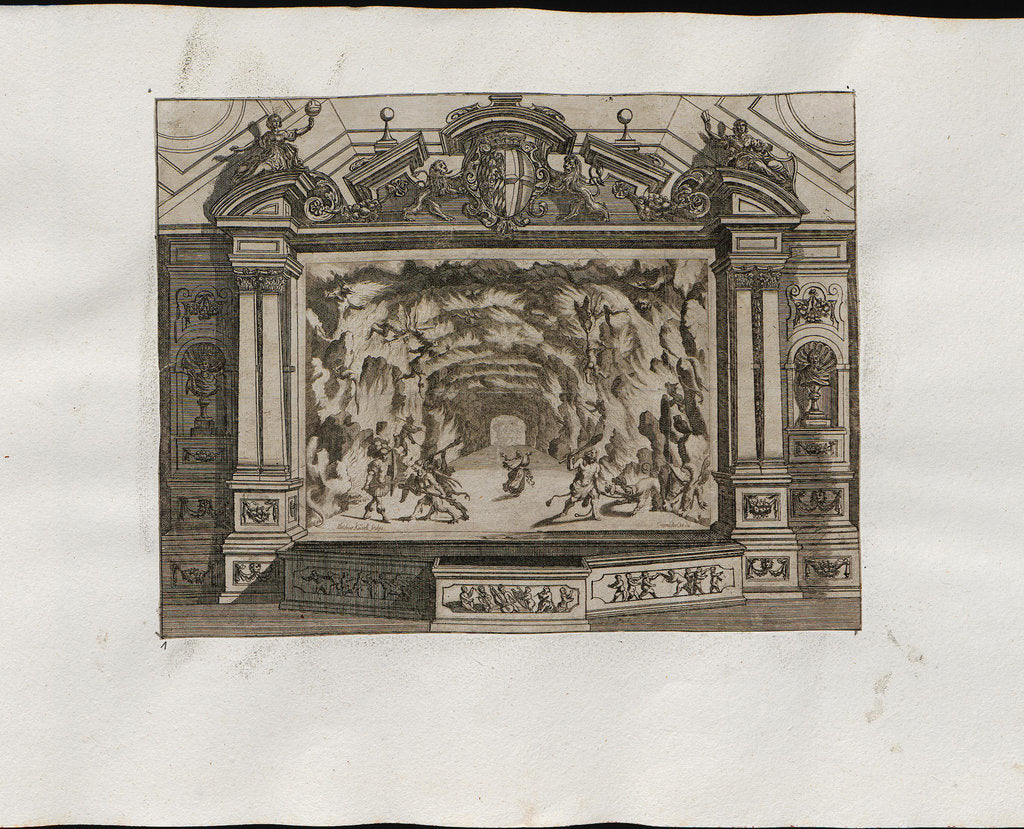 Detail of Caves of the Underworld. Opera Fedra incoronata by J. C. Kerll on 24 September 1662 in Munich, 16 by Anonymous