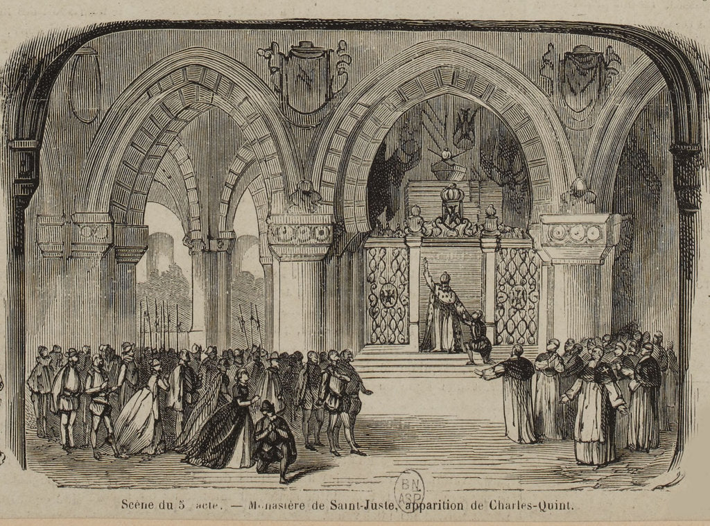 Detail of Scene from the Opera Don Carlos by Giuseppe Verdi. Paris, Théâtre de lOpéra-Le Peletier, 11.03.1867 by Anonymous