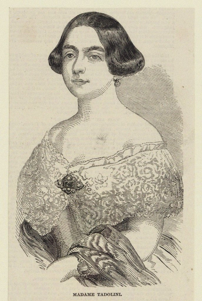 Detail of Portrait of the operatic soprano Eugenia Tadolini, née Savorani, 1848 by Anonymous