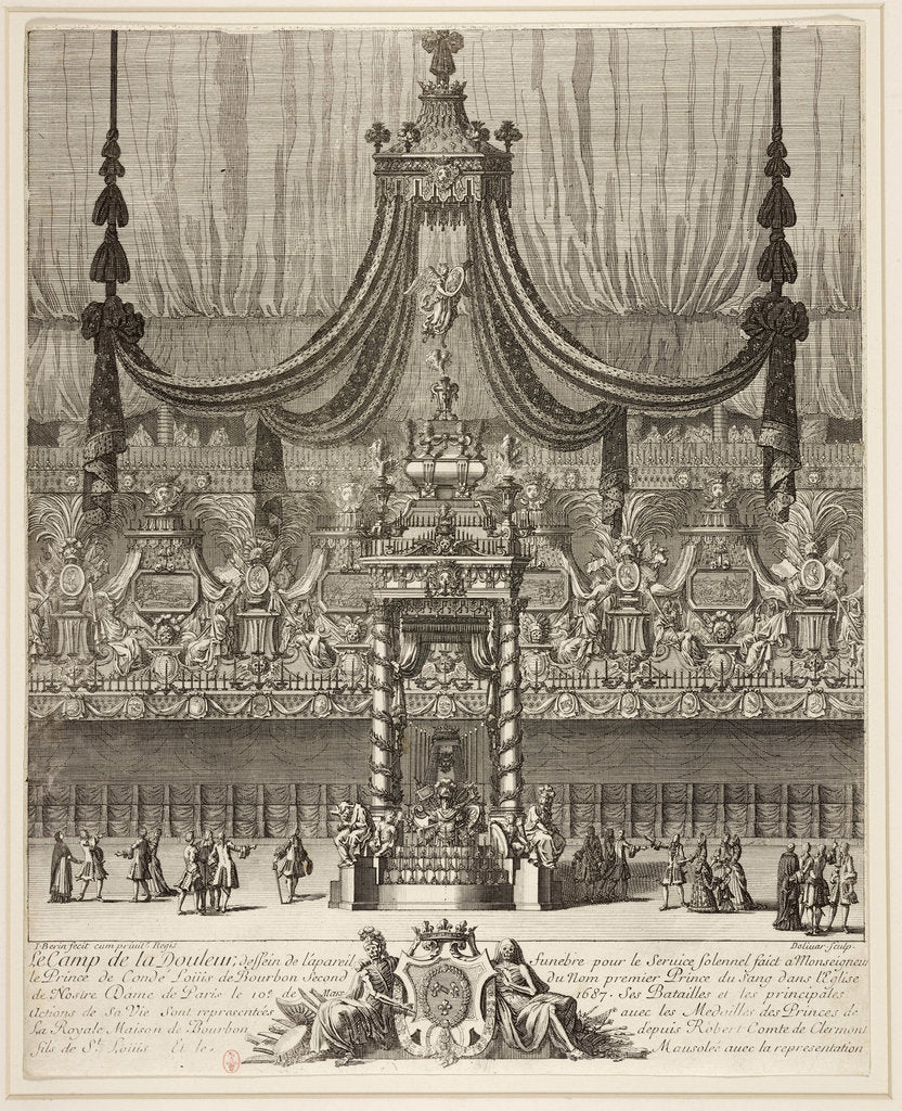 Detail of Decoration and arc de triomphe for the funeral of the Grand Condé held in Notre-Dame on March 10, 16 by Anonymous