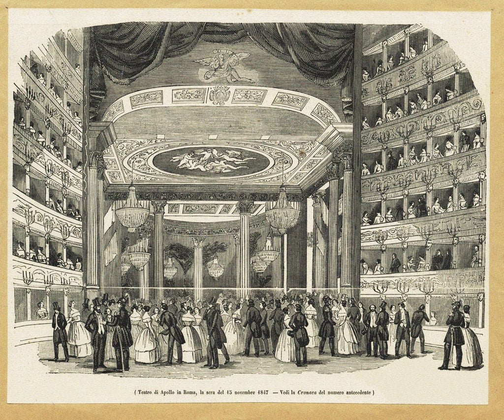 Detail of Teatro Apollo, Rome, on the evening of November 15, 1847, by Anonymous