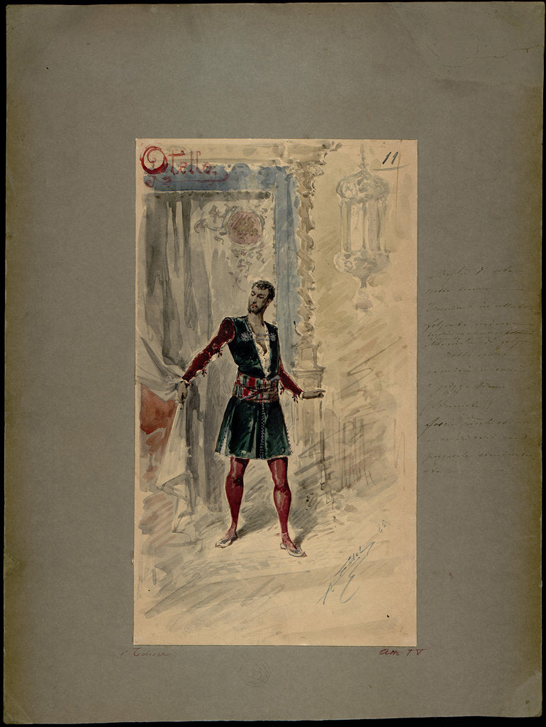 Detail of Costume design for the opera Otello by Giuseppe Verdi, world premiere, La Scala, 5 February 1887, 18 by Anonymous
