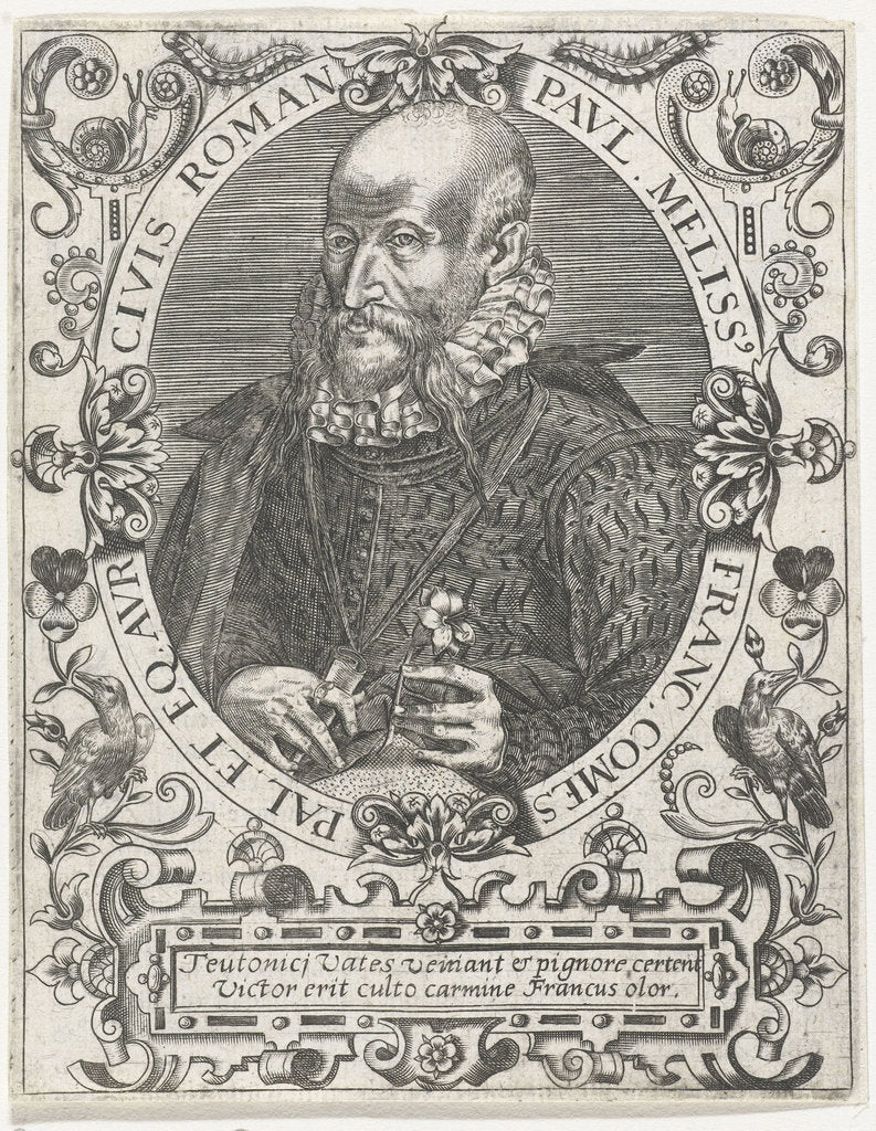 Detail of Portrait of Paul Melissus, c. 1598 by Anonymous