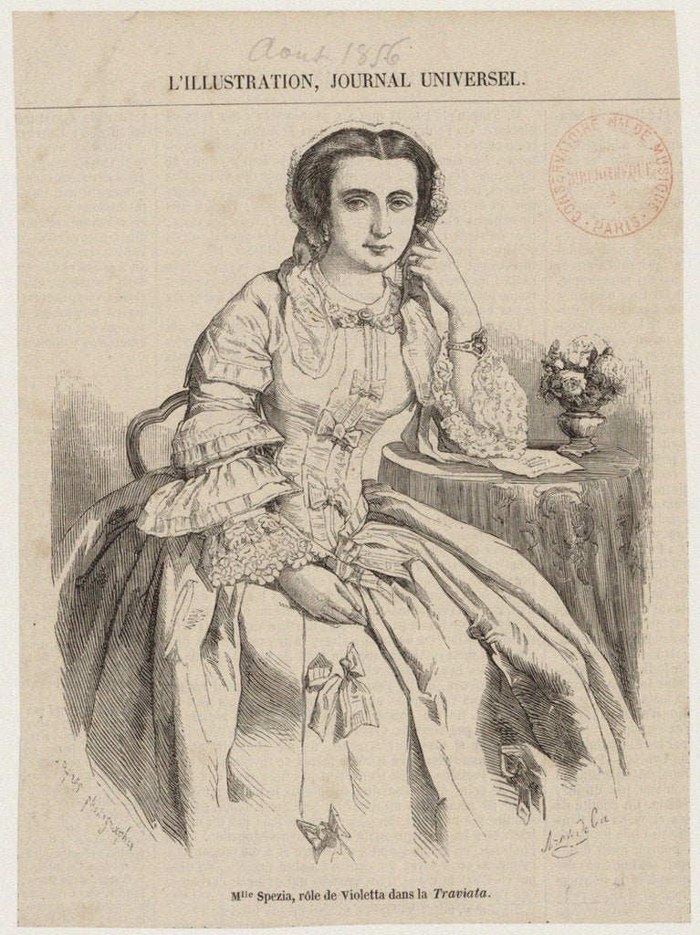 Detail of Maria Spezia as Violetta in Opera La Traviata by Giuseppe Verdi, 1856 by Anonymous