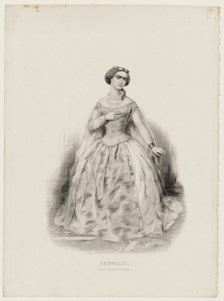 Detail of Sophie Cruvelli in Opera Les Vêpres siciliennes by Giuseppe Verdi, 1855 by Anonymous