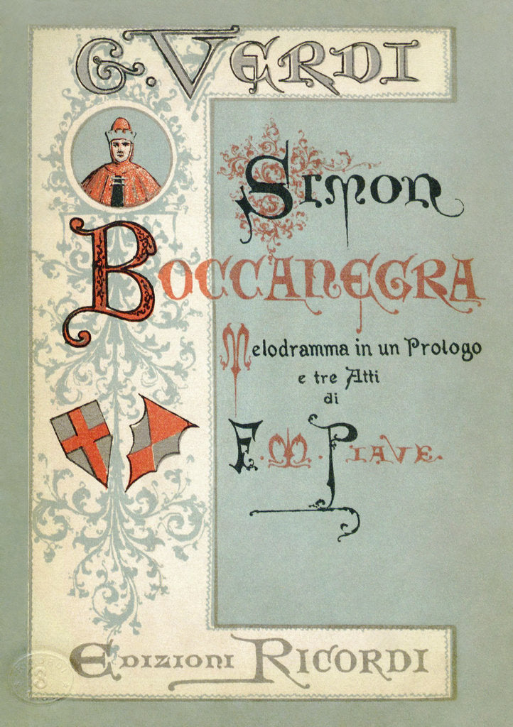 Detail of Cover to the first edition of the Libretto of opera Simon Boccanegra by Giuseppe Verdi, 1881 by Anonymous