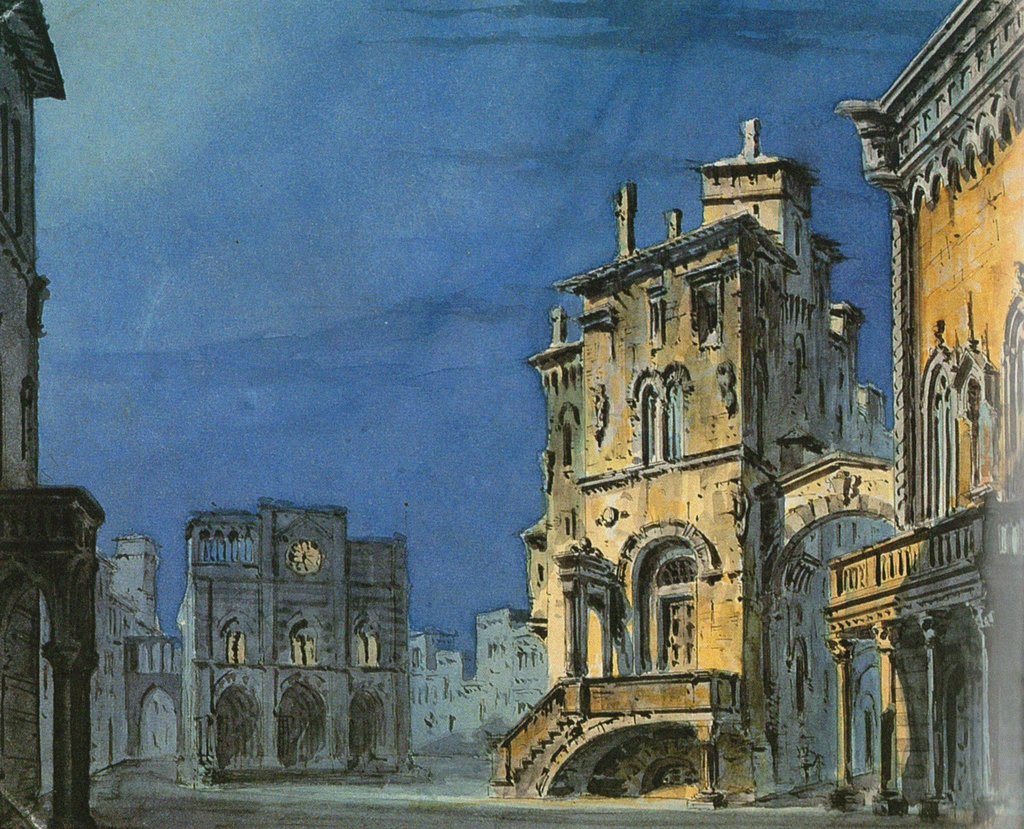 Detail of Set design for opera Simon Boccanegra by Giuseppe Verdi, 1881 by Anonymous