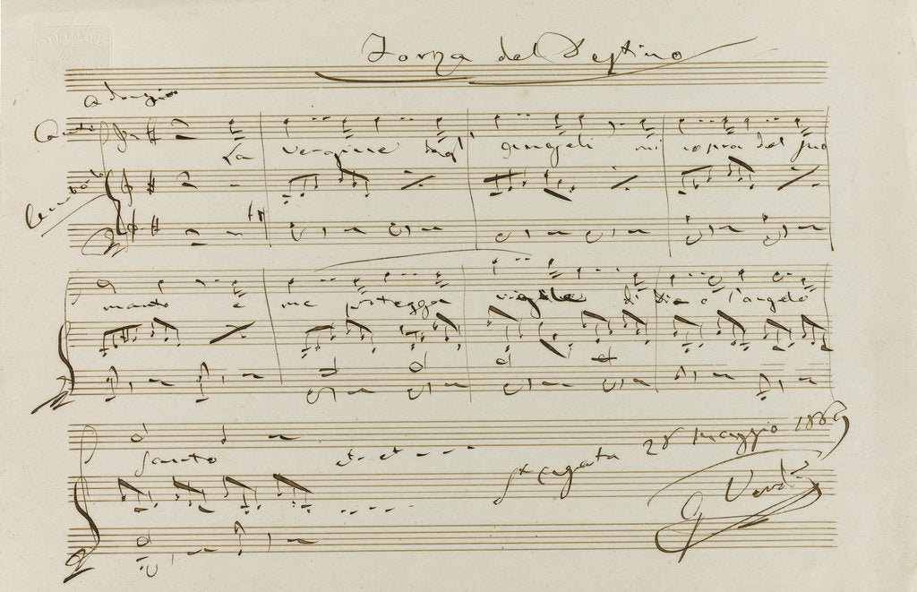 Detail of Musical quotation from La forza del destino, St Agata, 28 May 1869, 1869 by Anonymous