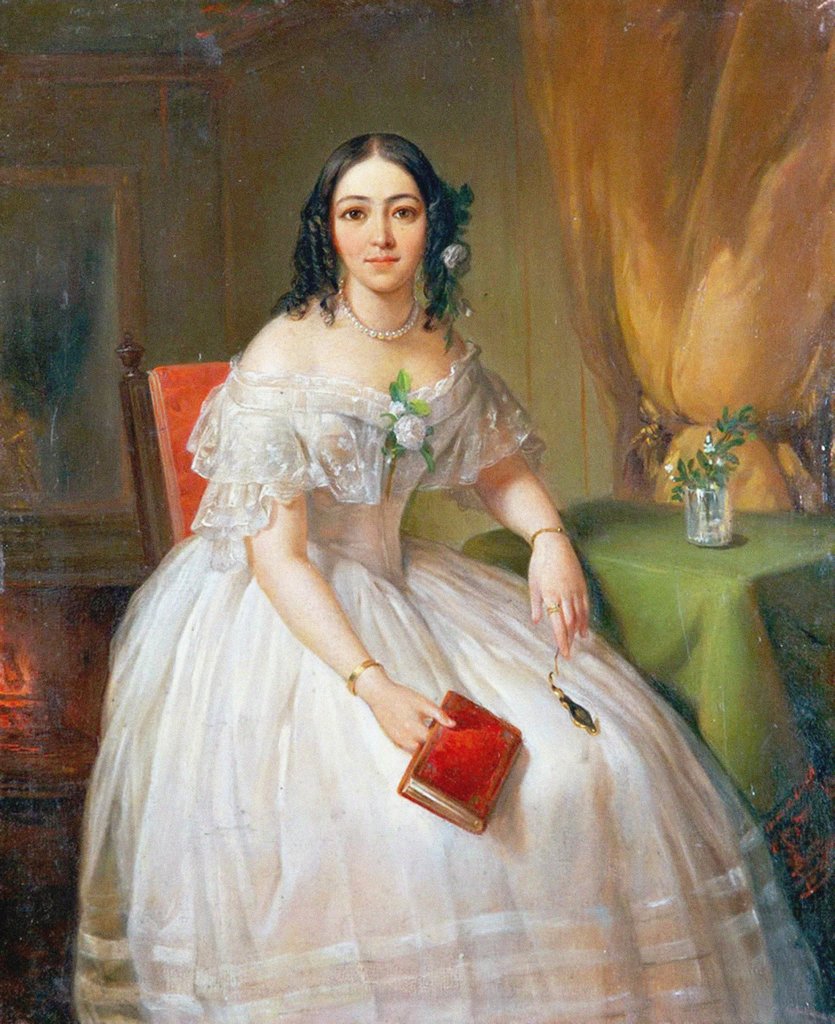 Detail of Portrait of Sophia Nikolayevna Karamzina, 1840s by Anonymous