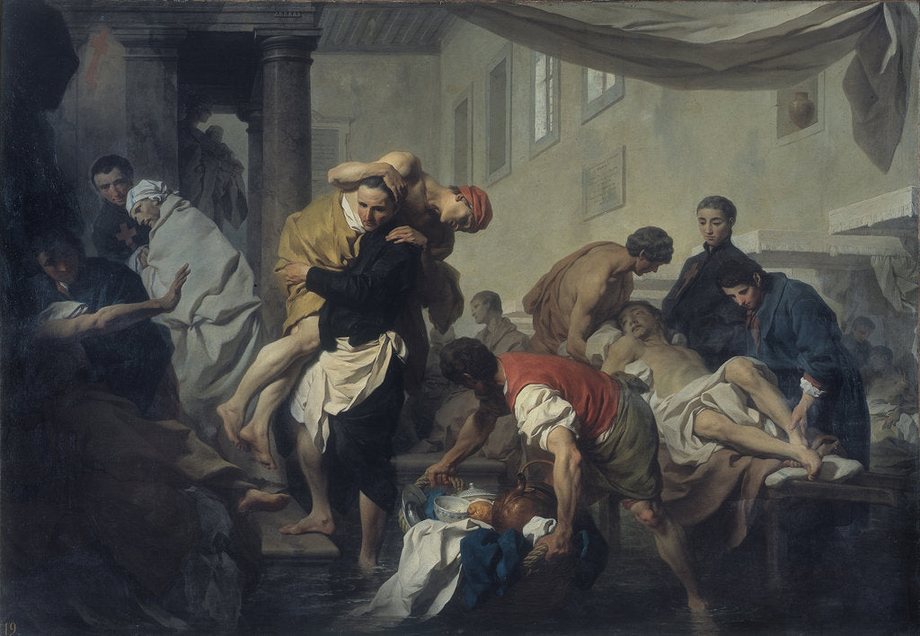 Detail of Saint Camillus de Lellis saves the sick of the Ospedale di Santo Spirito in Sassia during the floodi by Anonymous