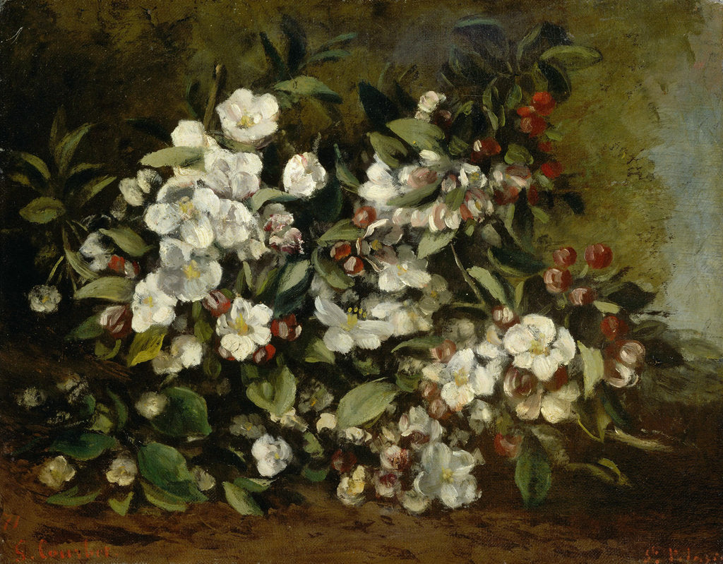 Detail of Branche de pommier en fleurs, 1872 by Anonymous